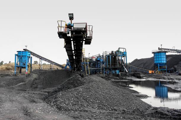 Open Pit Coal Mining and processing in South Africa. Washing and storage